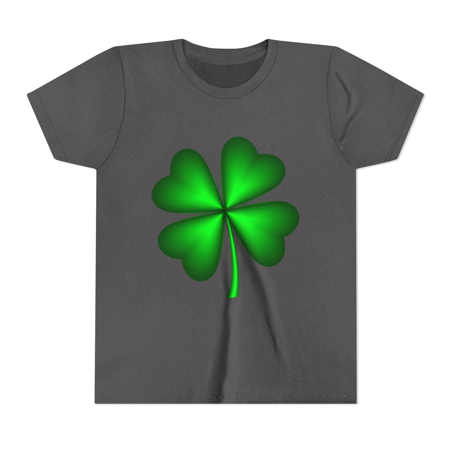 Green Four-Leaf Clover Youth Tee | St. Patrick's Day Shamrock Shirt