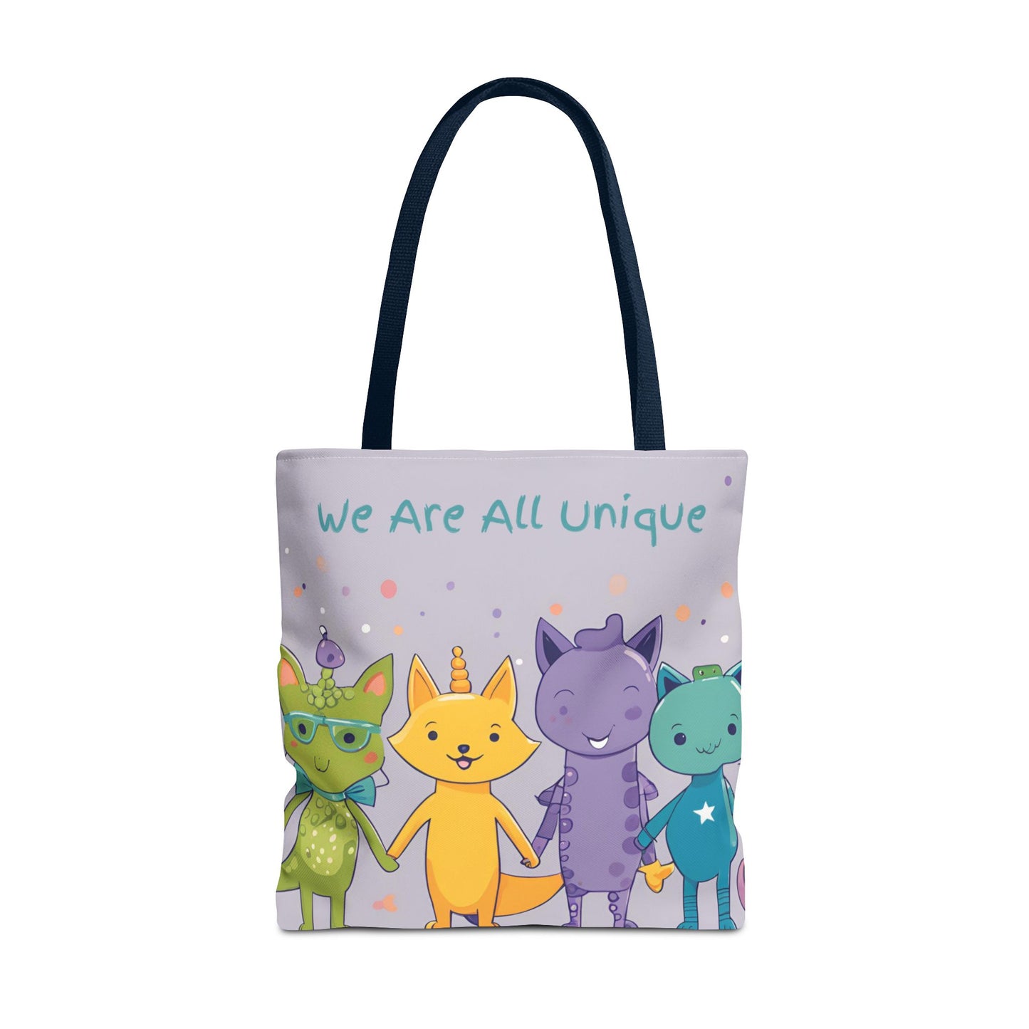 We Are All Unique 4 Animal Friends Tote Bag - Cute, Inclusive, Kid-friendly Design