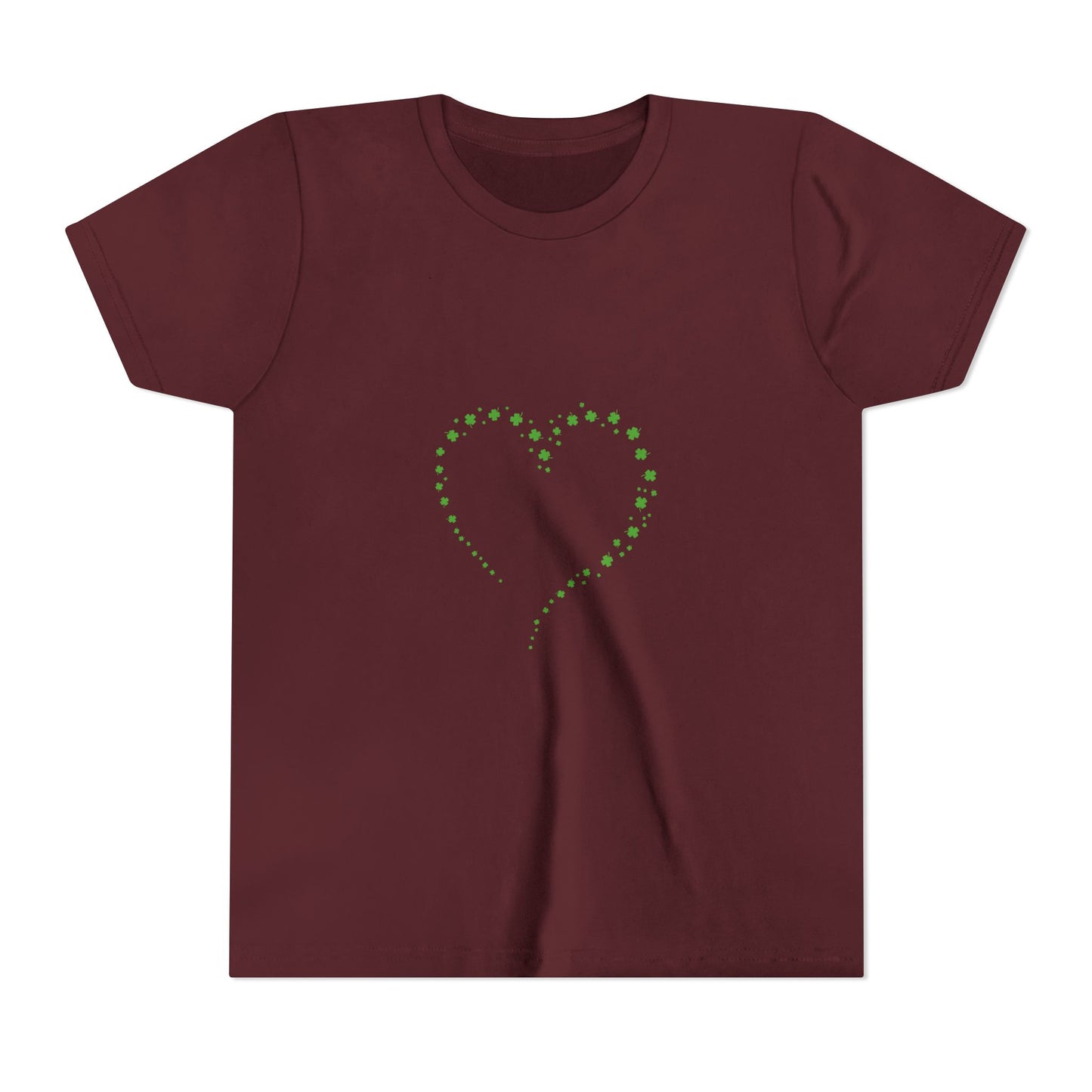 Green Heart Dotted Design Youth Tee | St. Patrick's Day Shamrock Motif