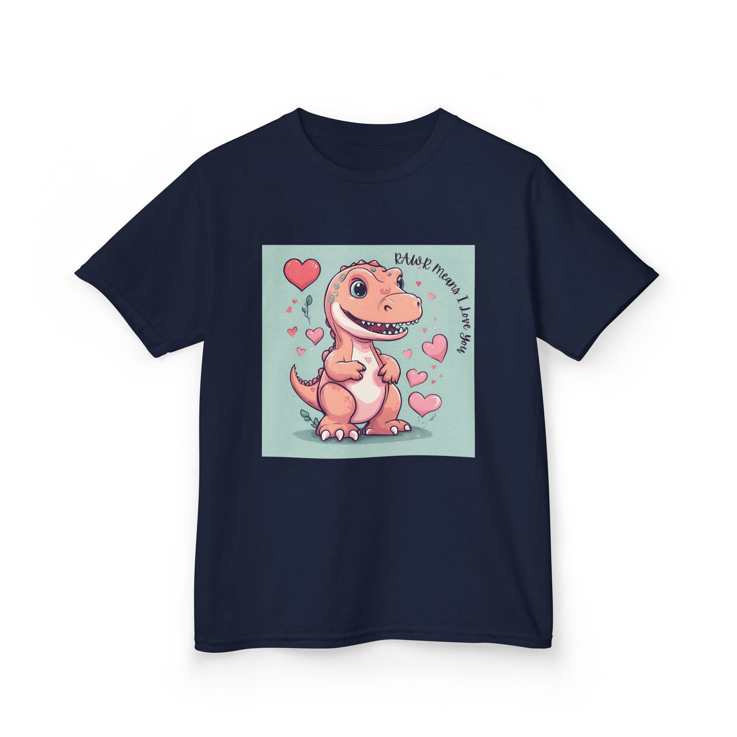 RAWR Means I LOVE YOU - Tan Dino Valentine's Kids Tee