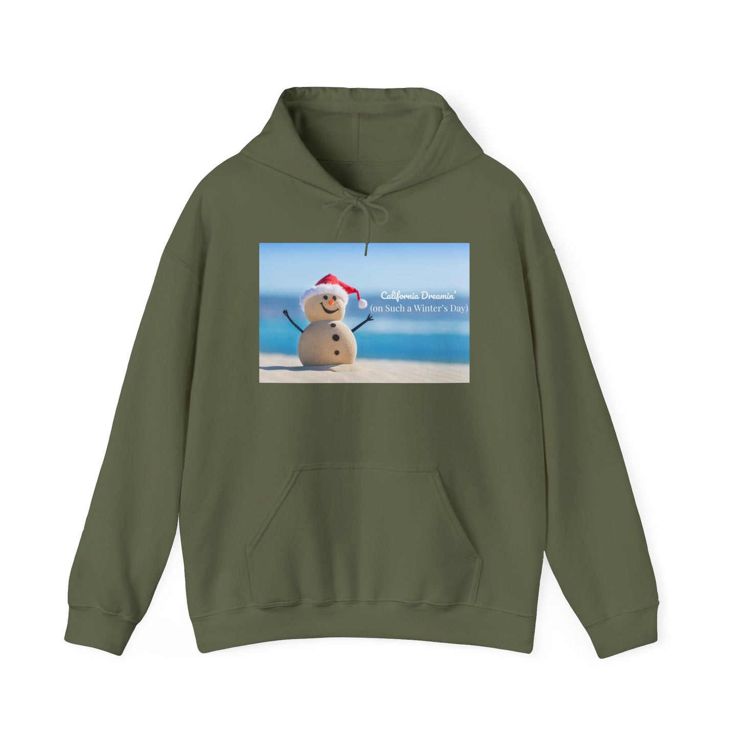 California Dreamin Hoodie | Funny Beach Snowman Christmas Sweatshirt | Warm Holiday Hoodie | Winter Vacation Gift | Unisex Fit