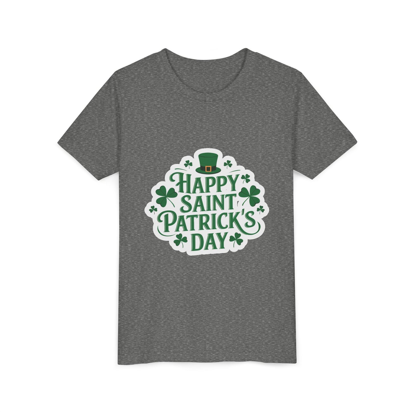 Happy Saint Patrick's Day Youth Tee | Shamrocks, Leprechaun Hat