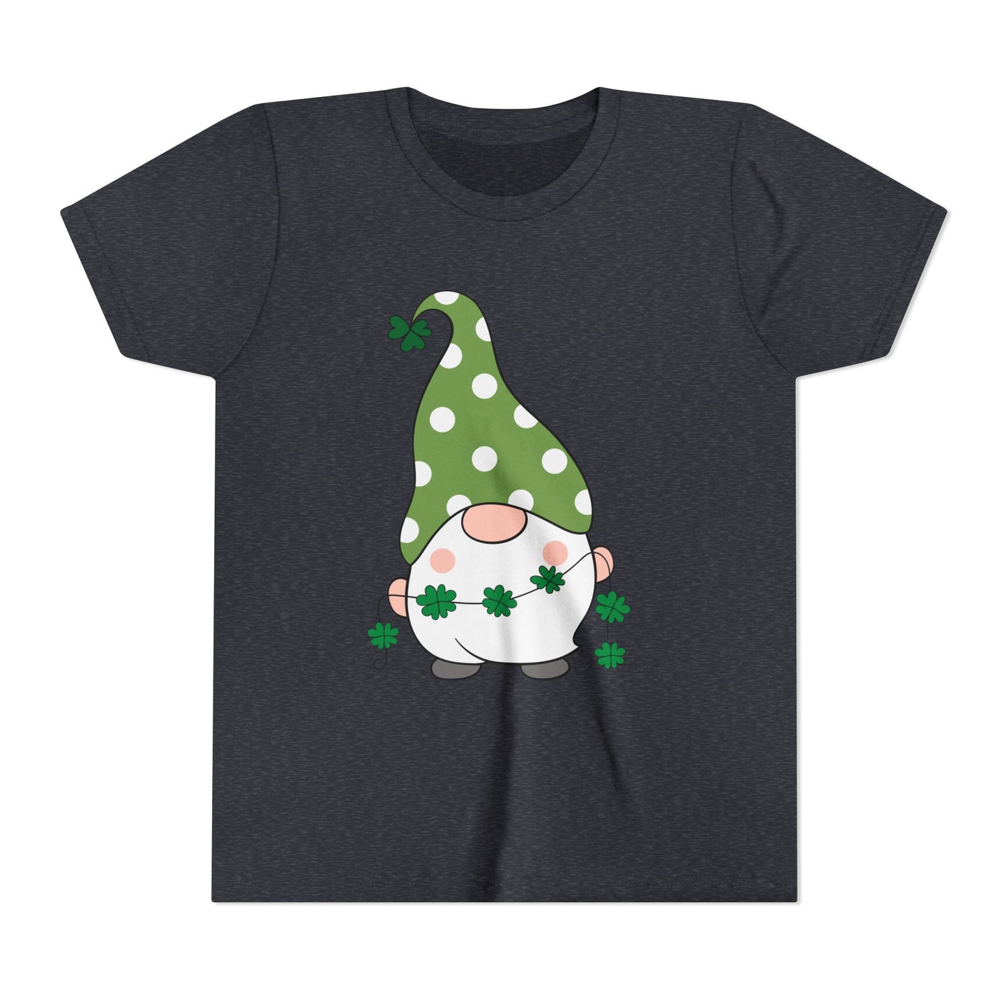 St. Patricks Gnome Youth Tee | Green Polka Dot Hat with Shamrocks