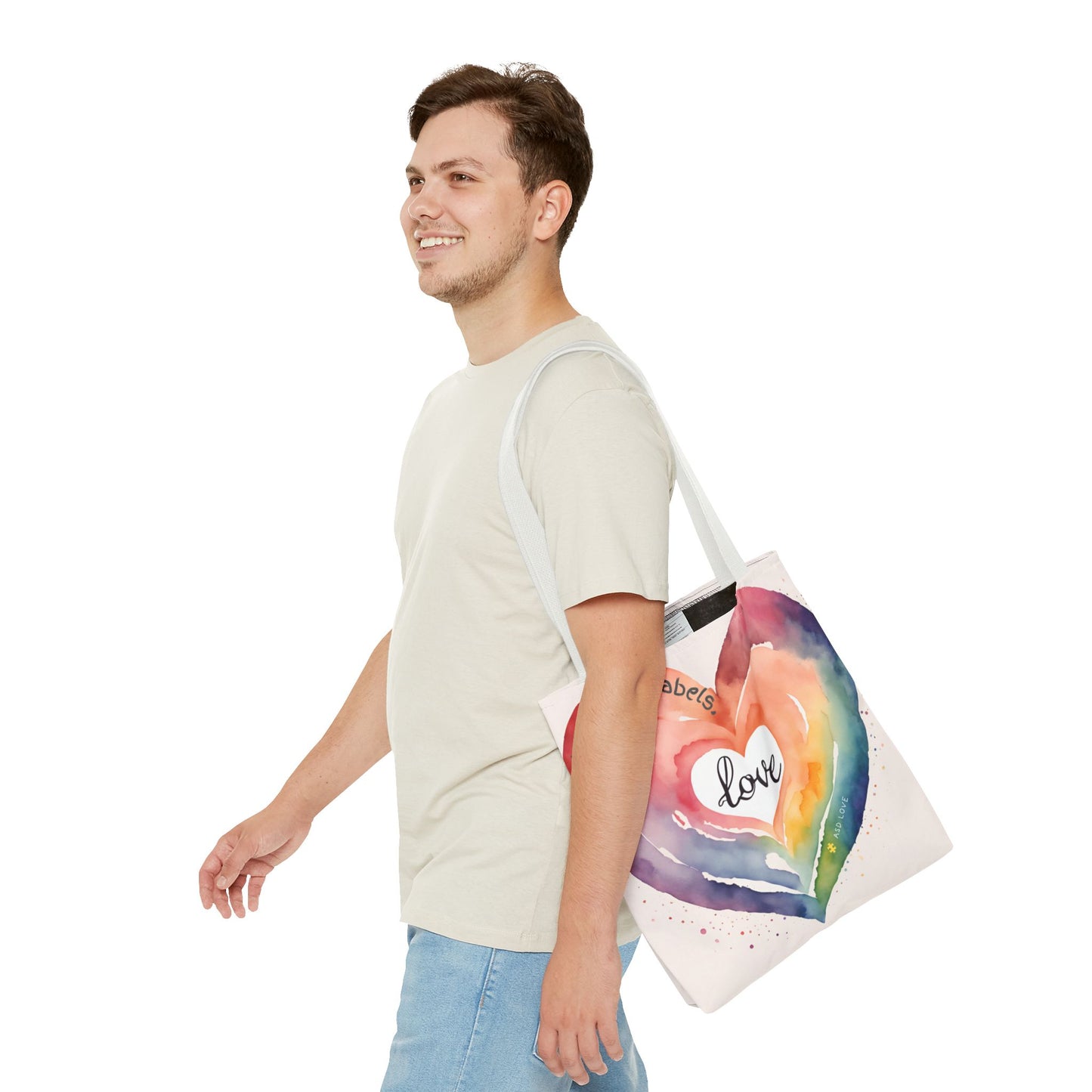 Love Knows No Labels Watercolor Heart Tote Bag - Celebrate Diversity &Unity