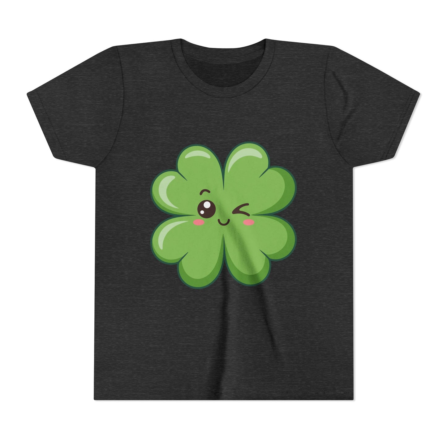 Kawaii Lucky Four-Leaf Clover Youth Tee | Cute St. Patrick's Day Shirt