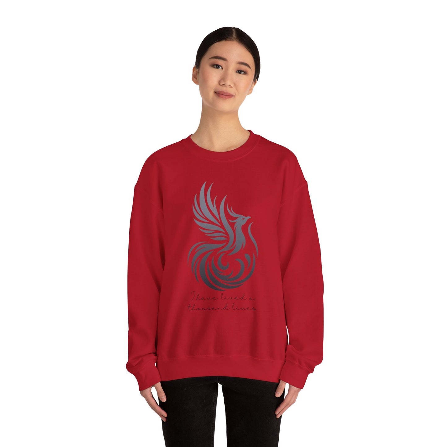 Phoenix Rising Sweatshirt - I Have Lived a Thousand Lives | Inspirational Unisex Sweatshirt - BlackF