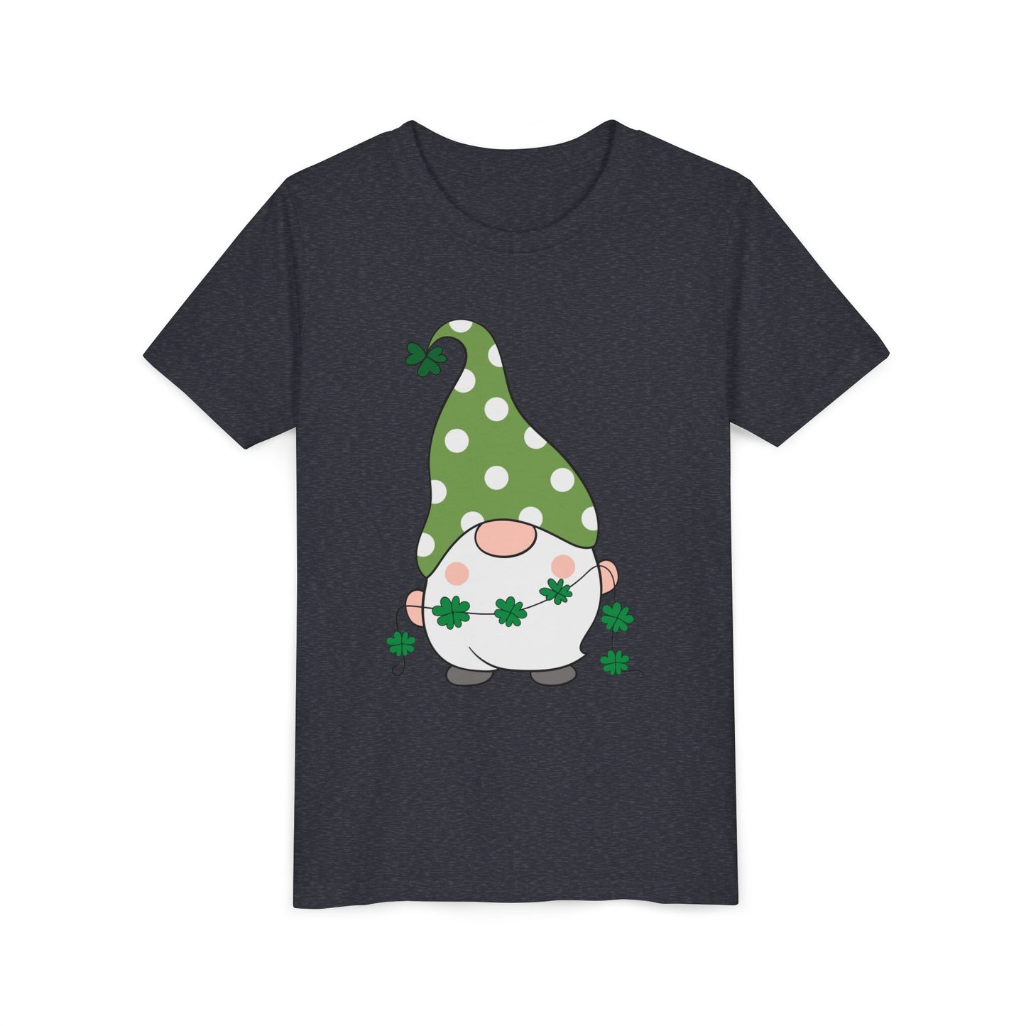 St. Patricks Gnome Youth Tee | Green Polka Dot Hat with Shamrocks