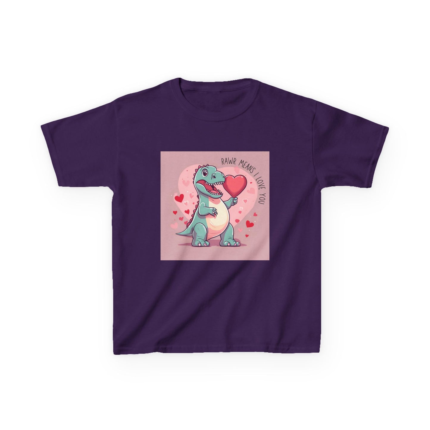 RAWR Means I LOVE YOU - Blue Dino Valentine's Kids Tee