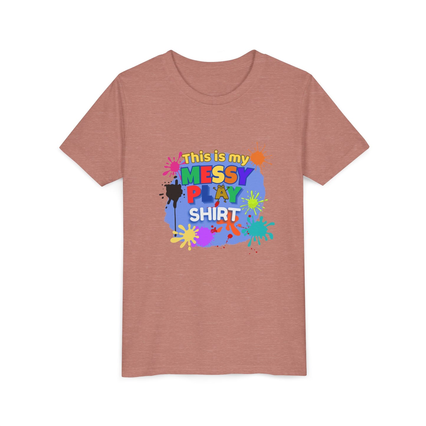 This Is My Messy Play Shirt Youth Tee | Paint Splatters, Colorful Kids Playshirt