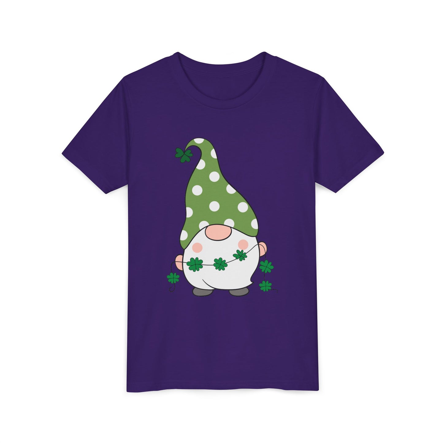 St. Patricks Gnome Youth Tee | Green Polka Dot Hat with Shamrocks