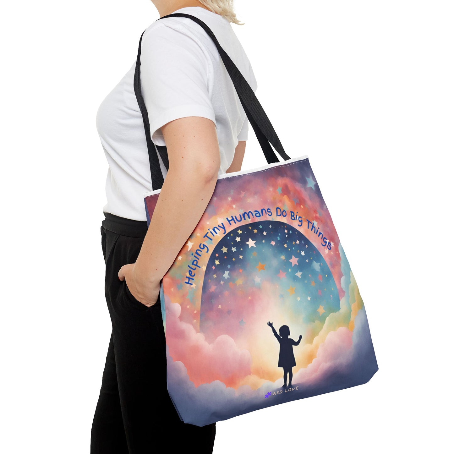 Helping Tiny Humans Do Big Things Tote - Inspiring Kids to Reach for the Stars
