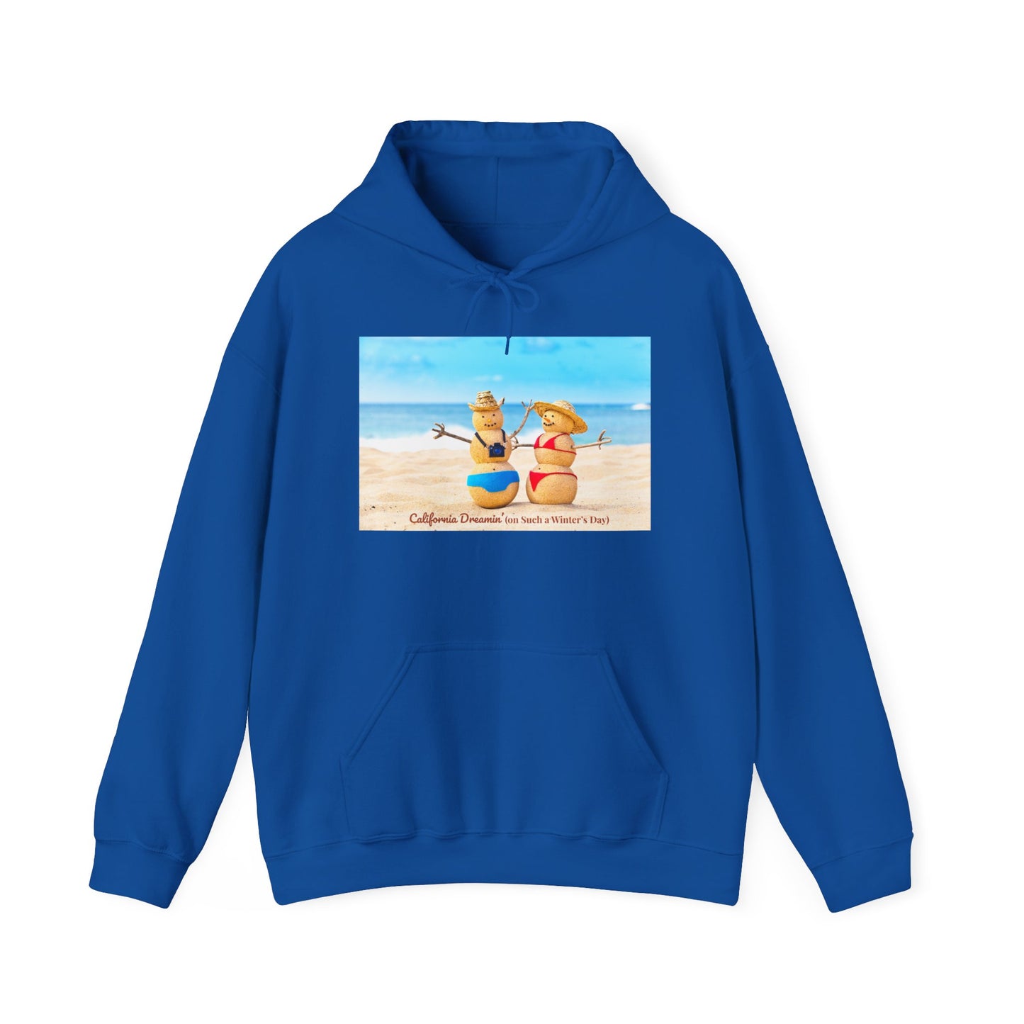 Funny Christmas Beach Hoodie | Mr. & Mrs. Sand Snowman | California Holiday Sweatshirt | Warm Coastal Gift | Unisex Winter Hoodie