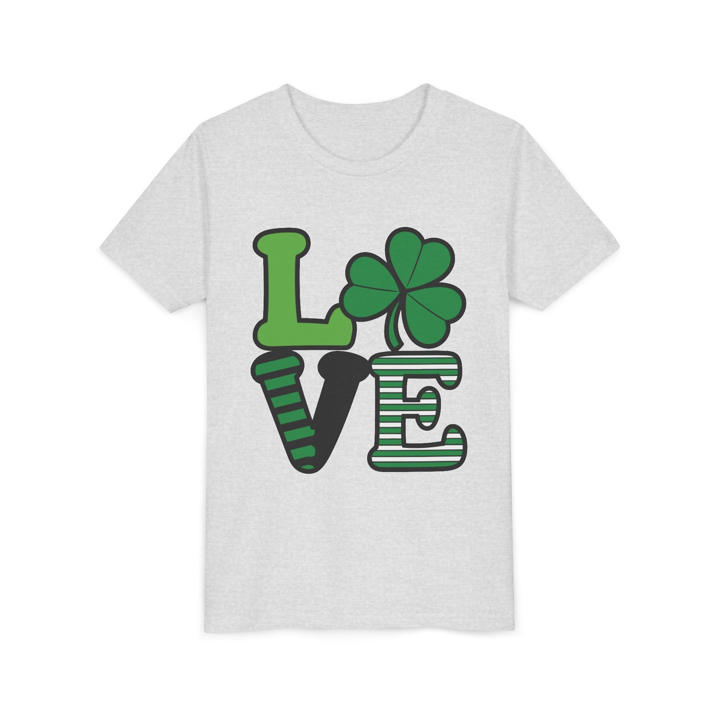 LOVE Shamrock Youth Tee | St. Patrick's Day Clover Graphic