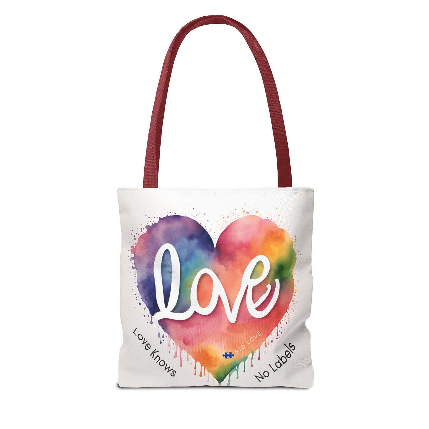 Love Knows No Labels Heart Drip Tote Bag - Show Your Pride & Inclusivity