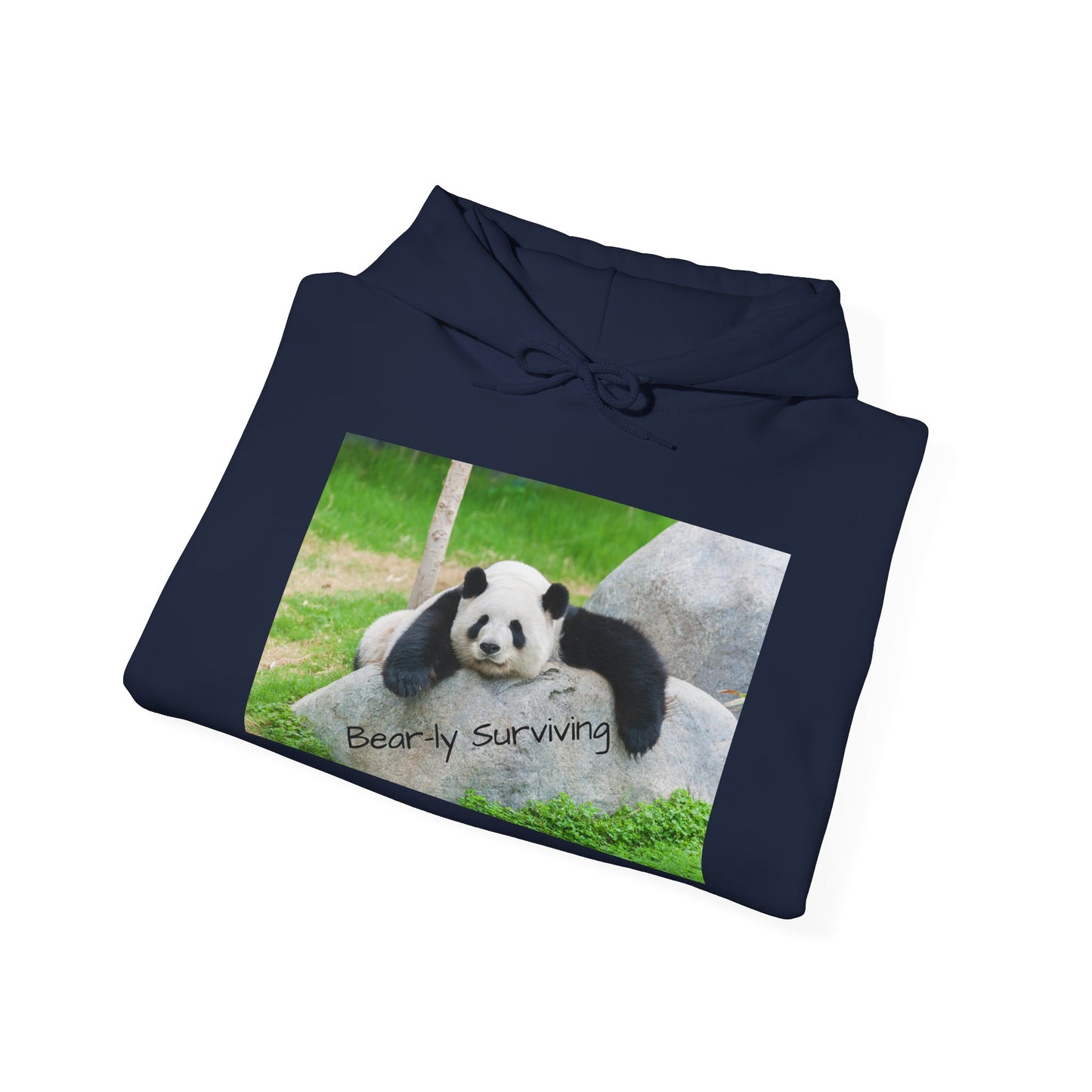 Funny Panda Hoodie | Bear-ly Surviving Sweatshirt | Lazy Mood Cozy Hoodie | Mental Health Humor Gift | Unisex Loungewear | Panda Lover