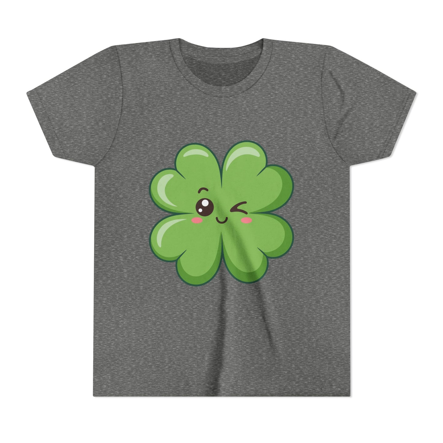 Kawaii Lucky Four-Leaf Clover Youth Tee | Cute St. Patrick's Day Shirt