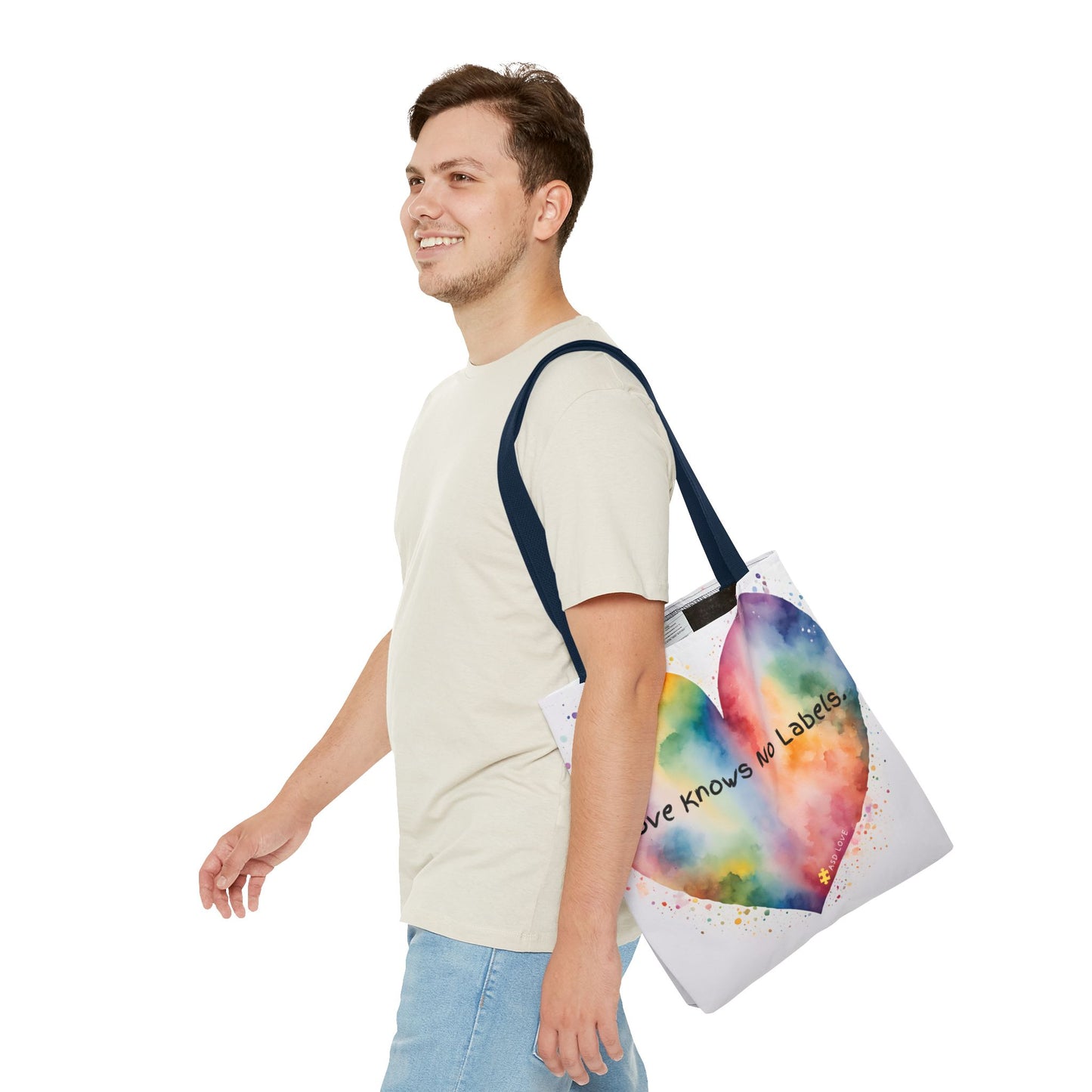 Love Knows No Labels - Big Heart Tote Bag - Show Your True Colors
