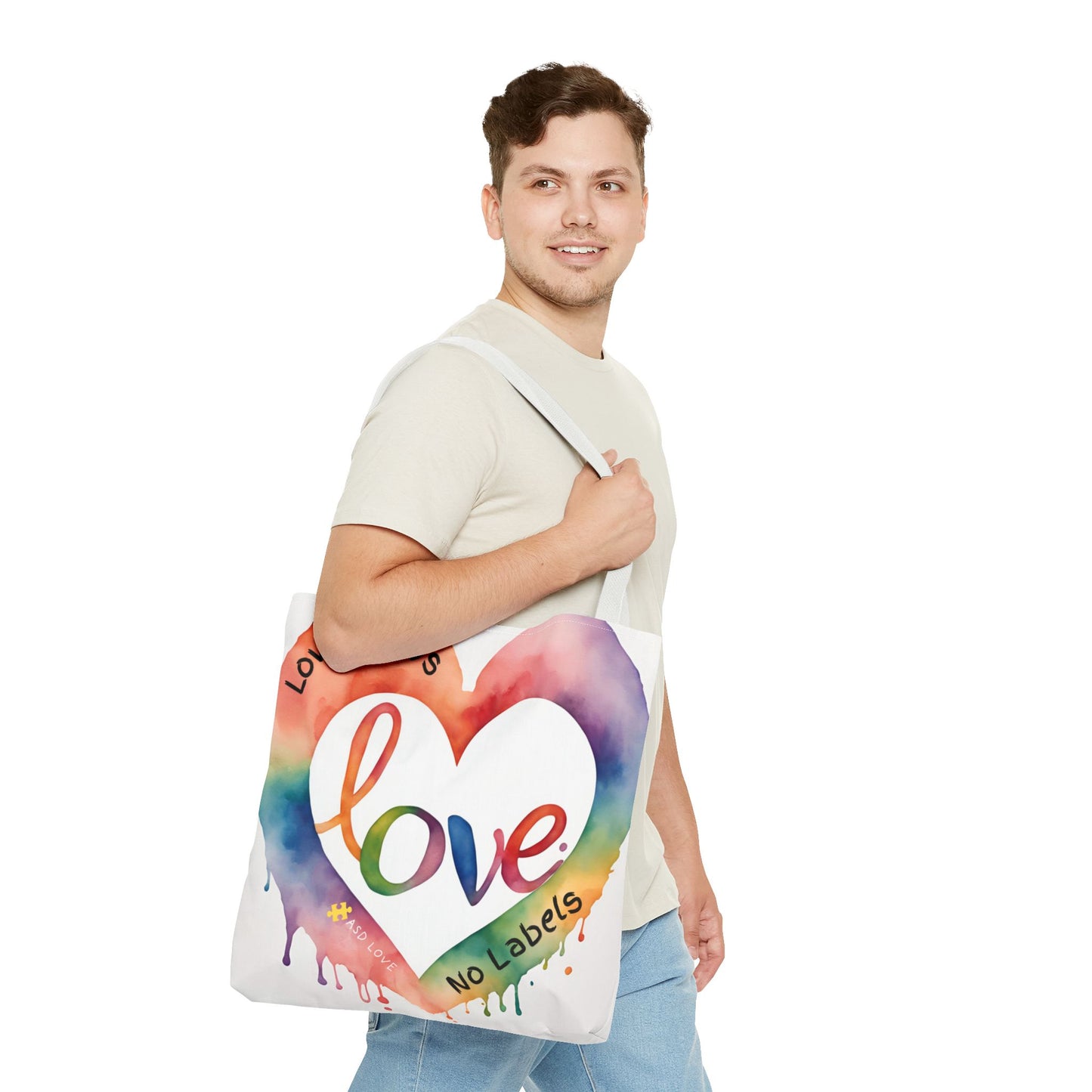 Love Knows No Labels Watercolor Drip Tote Bag - Embrace Acceptance & Harmony