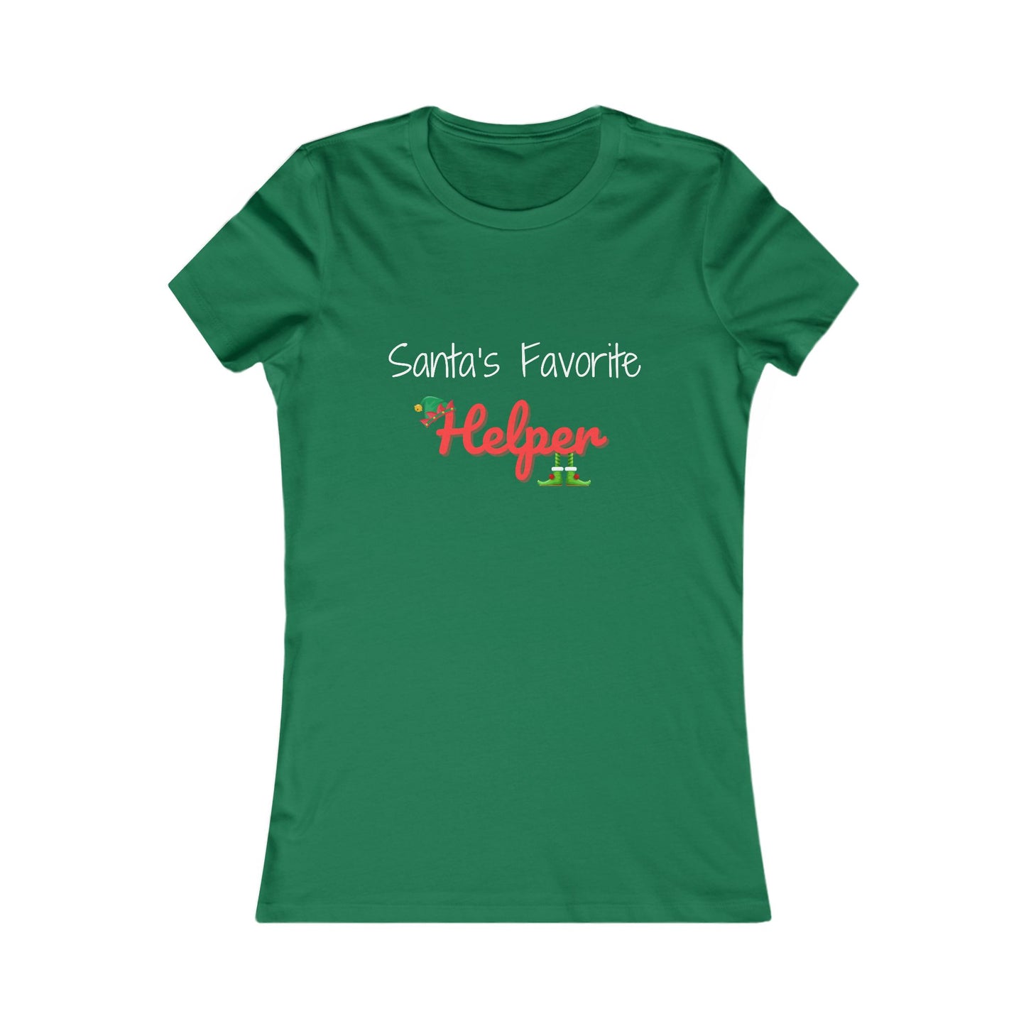 Santa's Favorite Helper Christmas Shirt (WF) - Festive Elf Hat and Shoes Holiday Tee