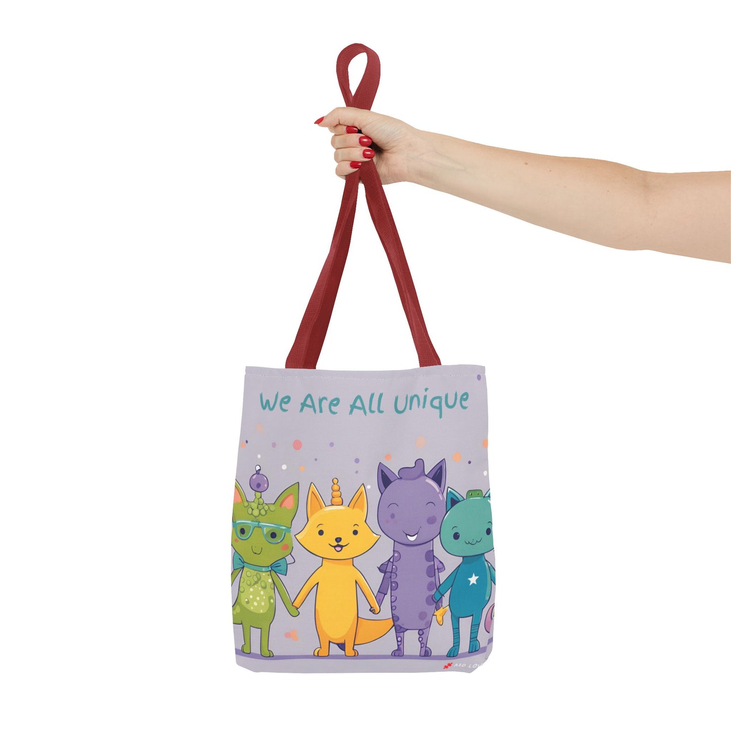 We Are All Unique 4 Animal Friends Tote Bag - Cute, Inclusive, Kid-friendly Design