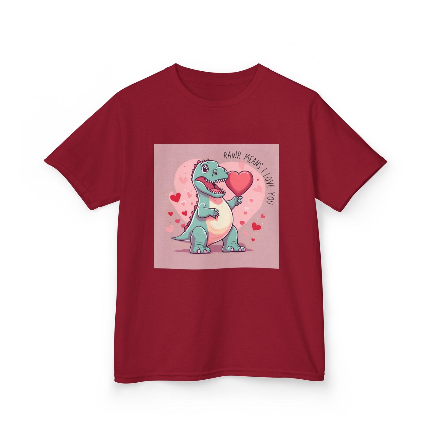RAWR Means I LOVE YOU - Blue Dino Valentine's Kids Tee