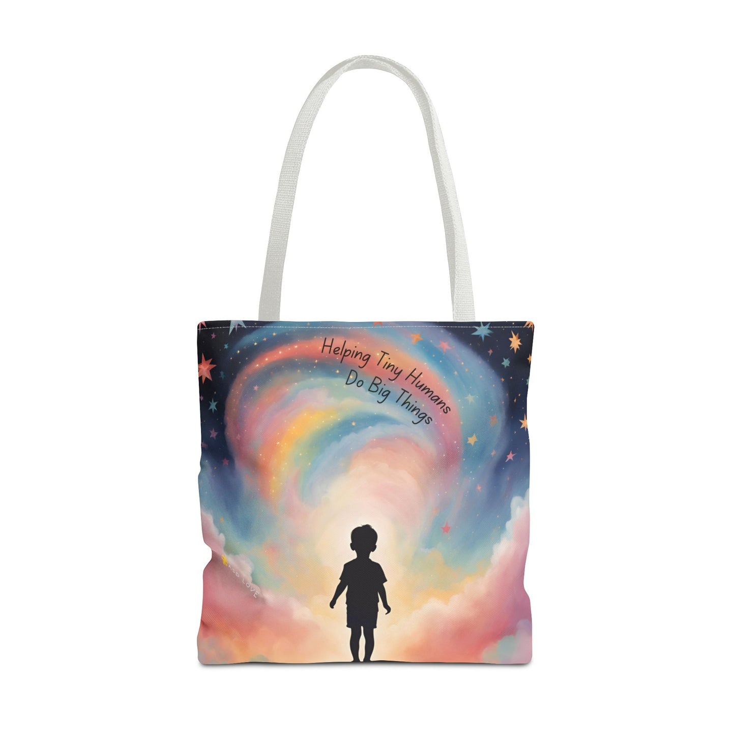 Helping Tiny Humans Do Big Things Tote - Inspiring Kids to Reach for the Stars