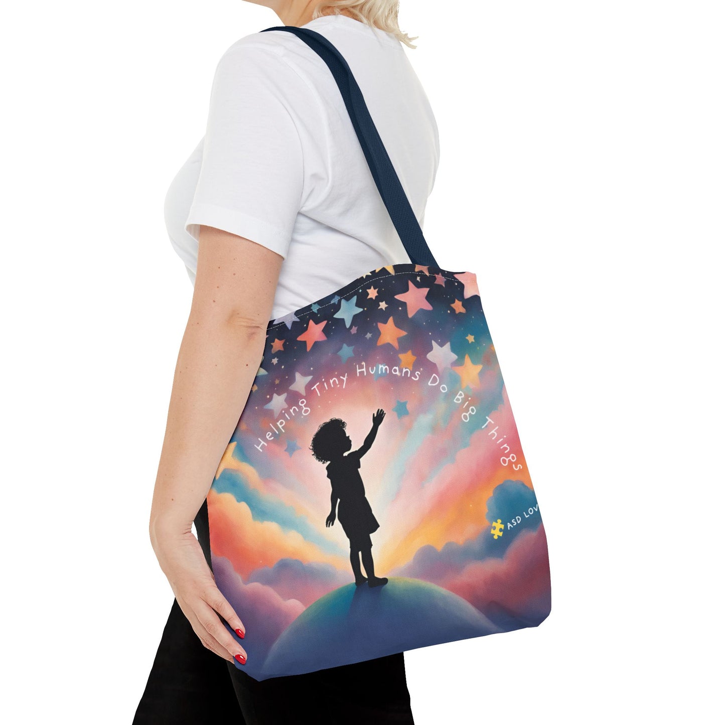 Helping Tiny Humans Do Big Things Tote - Inspiring Kids to Reach for the Stars