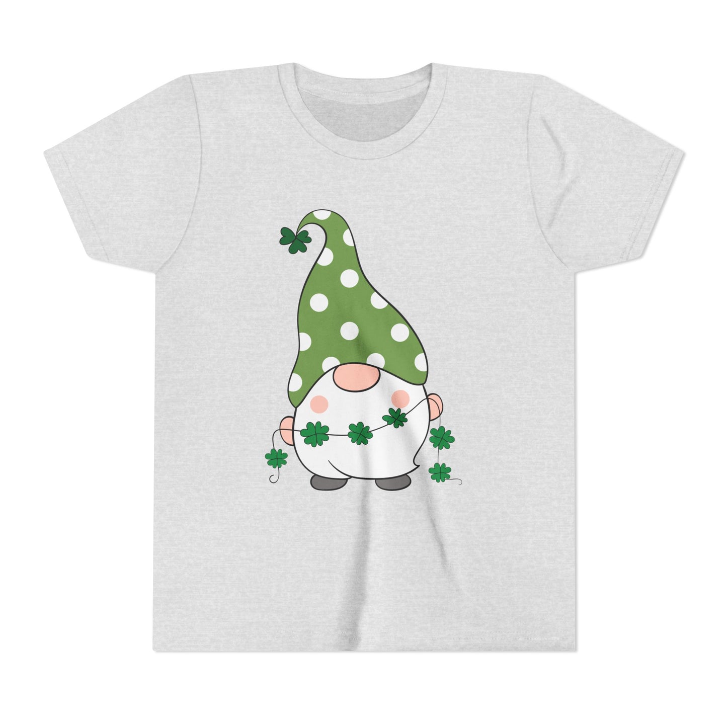 St. Patricks Gnome Youth Tee | Green Polka Dot Hat with Shamrocks