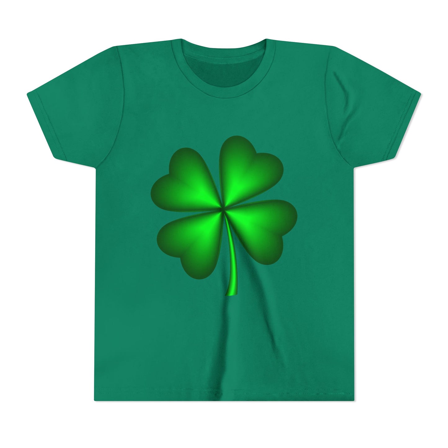 Green Four-Leaf Clover Youth Tee | St. Patrick's Day Shamrock Shirt