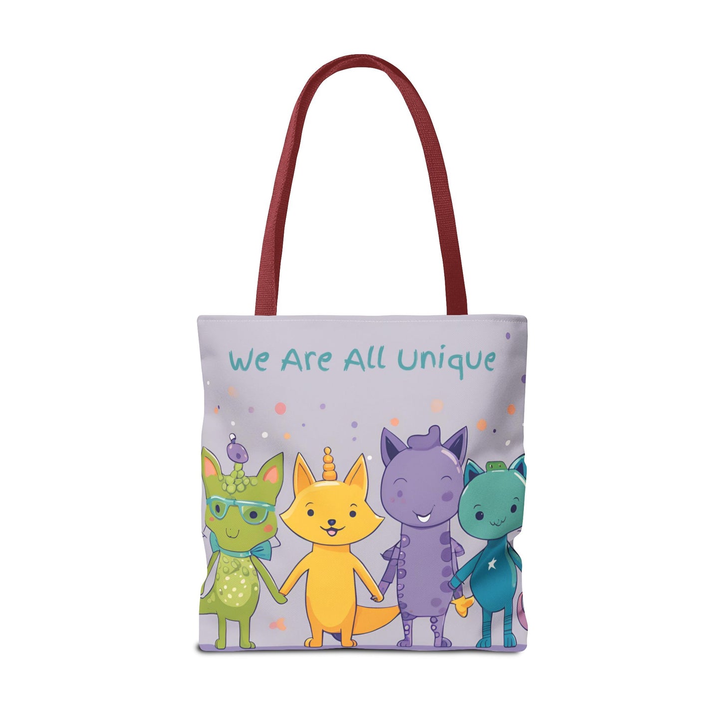 We Are All Unique 4 Animal Friends Tote Bag - Cute, Inclusive, Kid-friendly Design