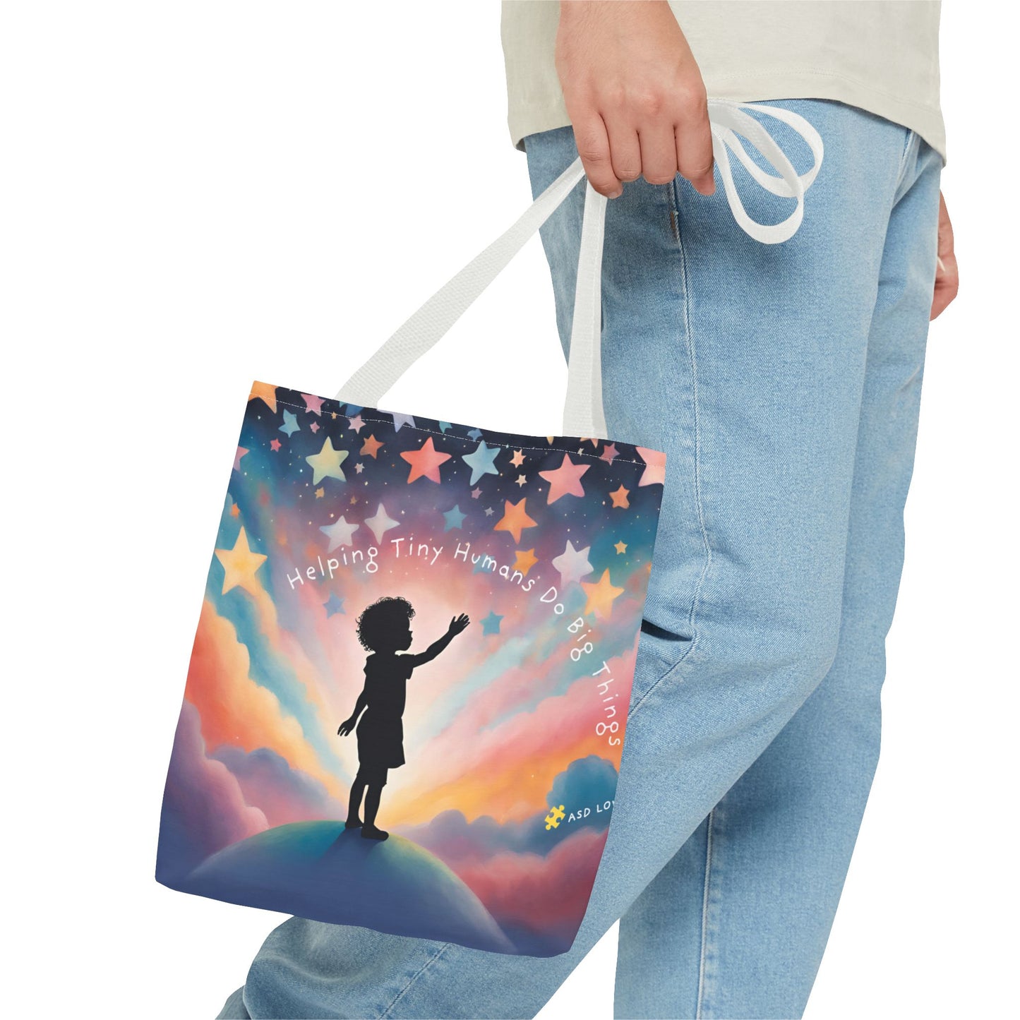 Helping Tiny Humans Do Big Things Tote - Inspiring Kids to Reach for the Stars