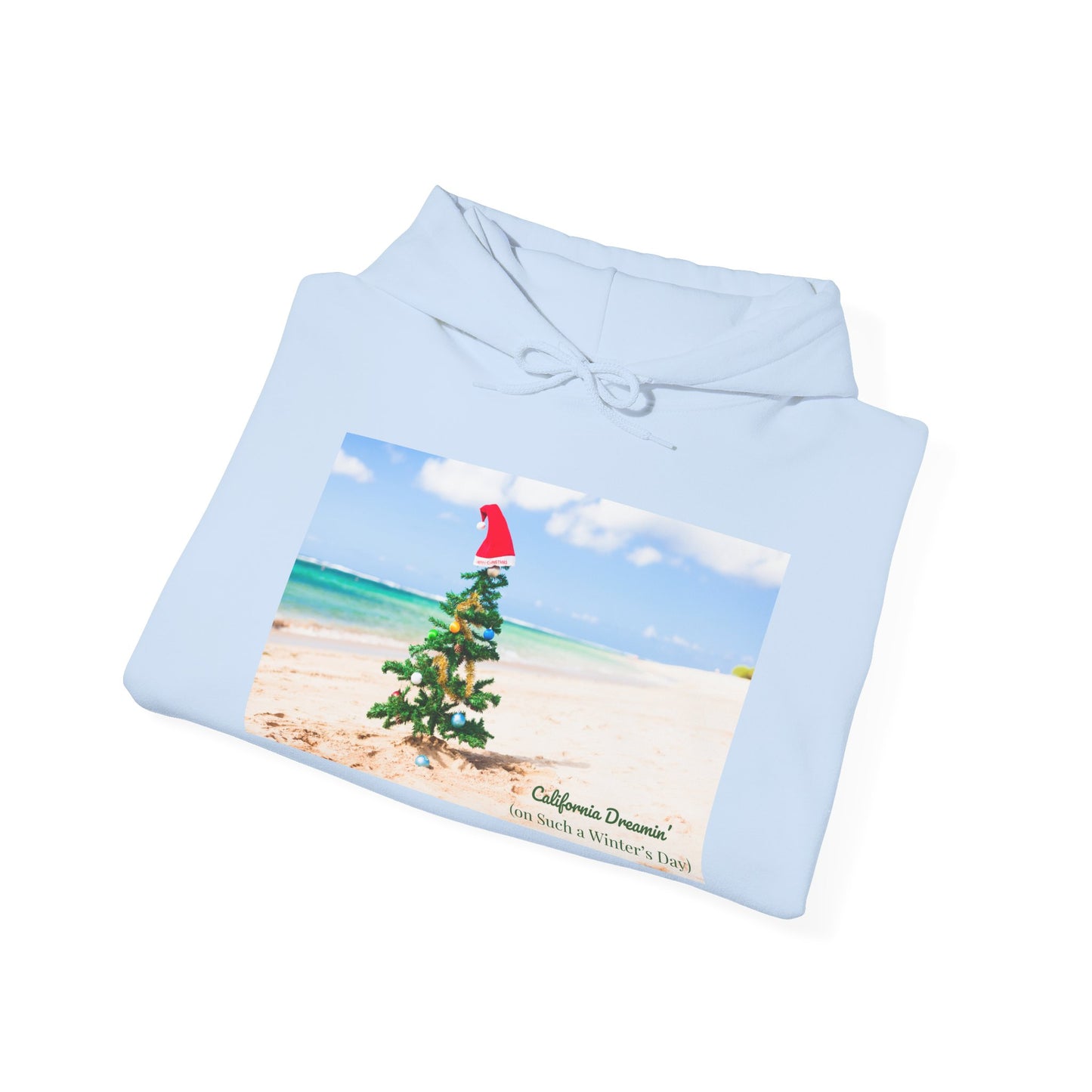 California Dreamin (on Such a Winter's Day) Hoodie - Featuring Santa Tree on the Beach