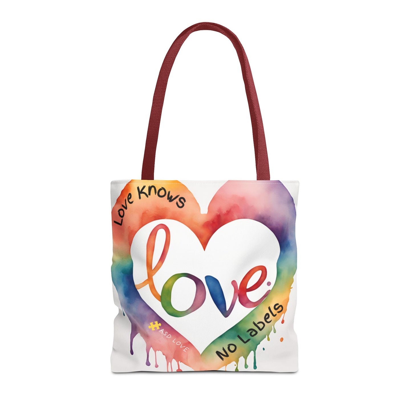 Love Knows No Labels Watercolor Drip Tote Bag - Embrace Acceptance & Harmony
