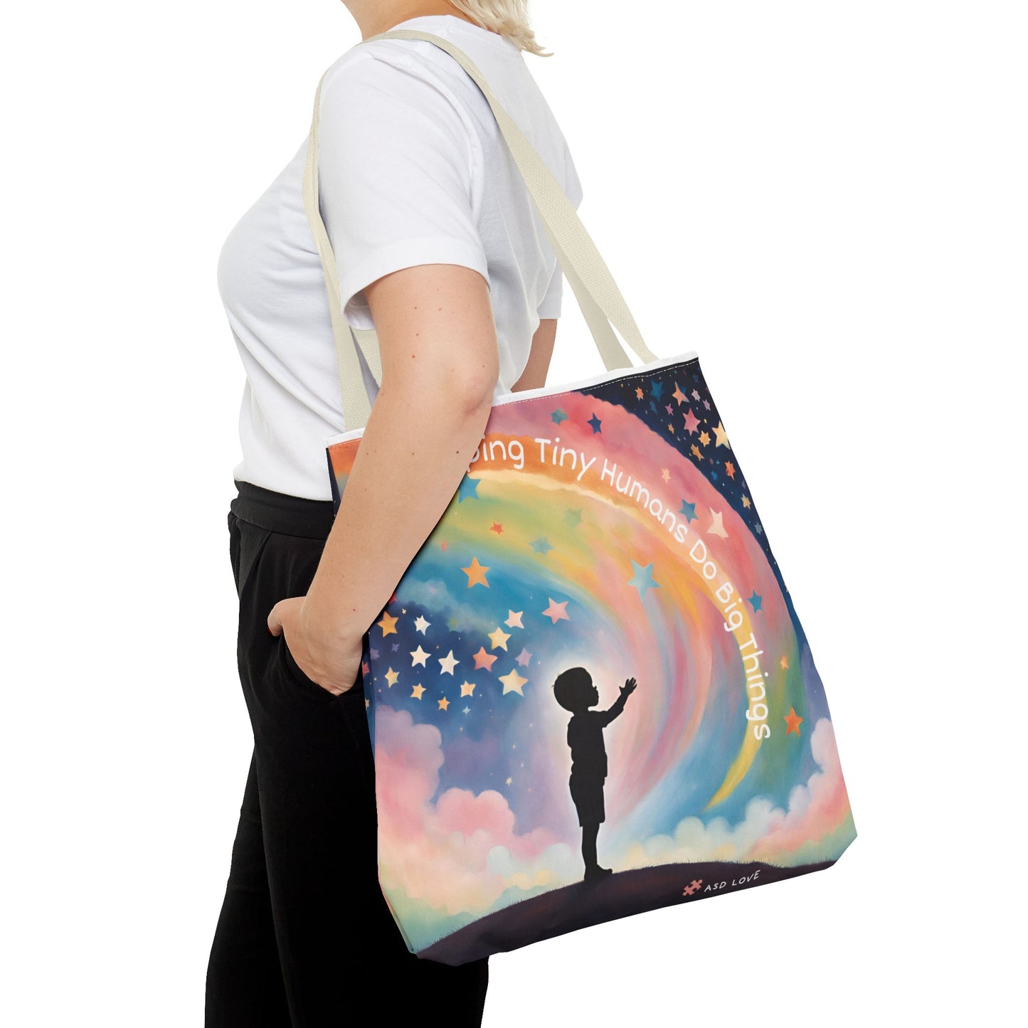 Helping Tiny Humans Do Big Things Tote - Inspiring Kids to Reach for the Stars