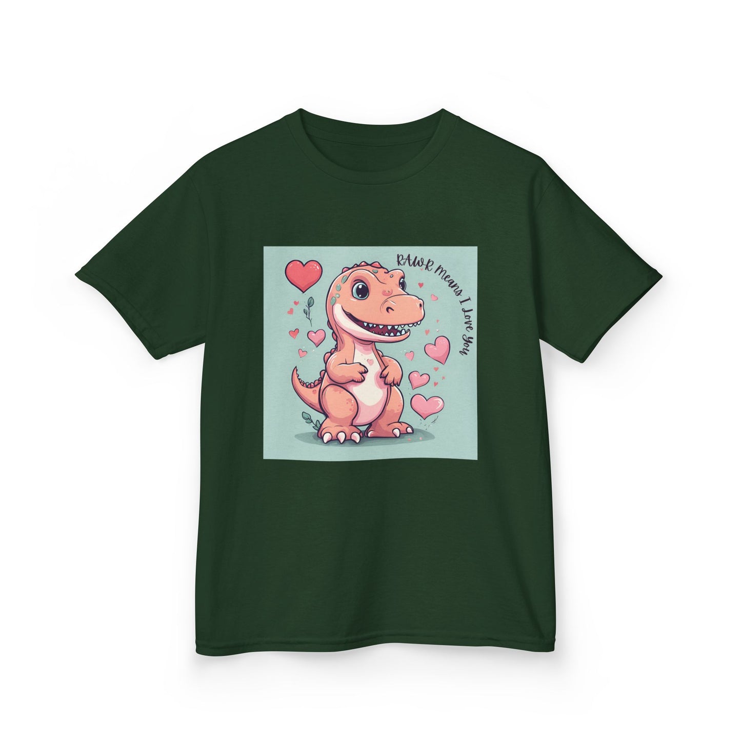 RAWR Means I LOVE YOU - Tan Dino Valentine's Kids Tee