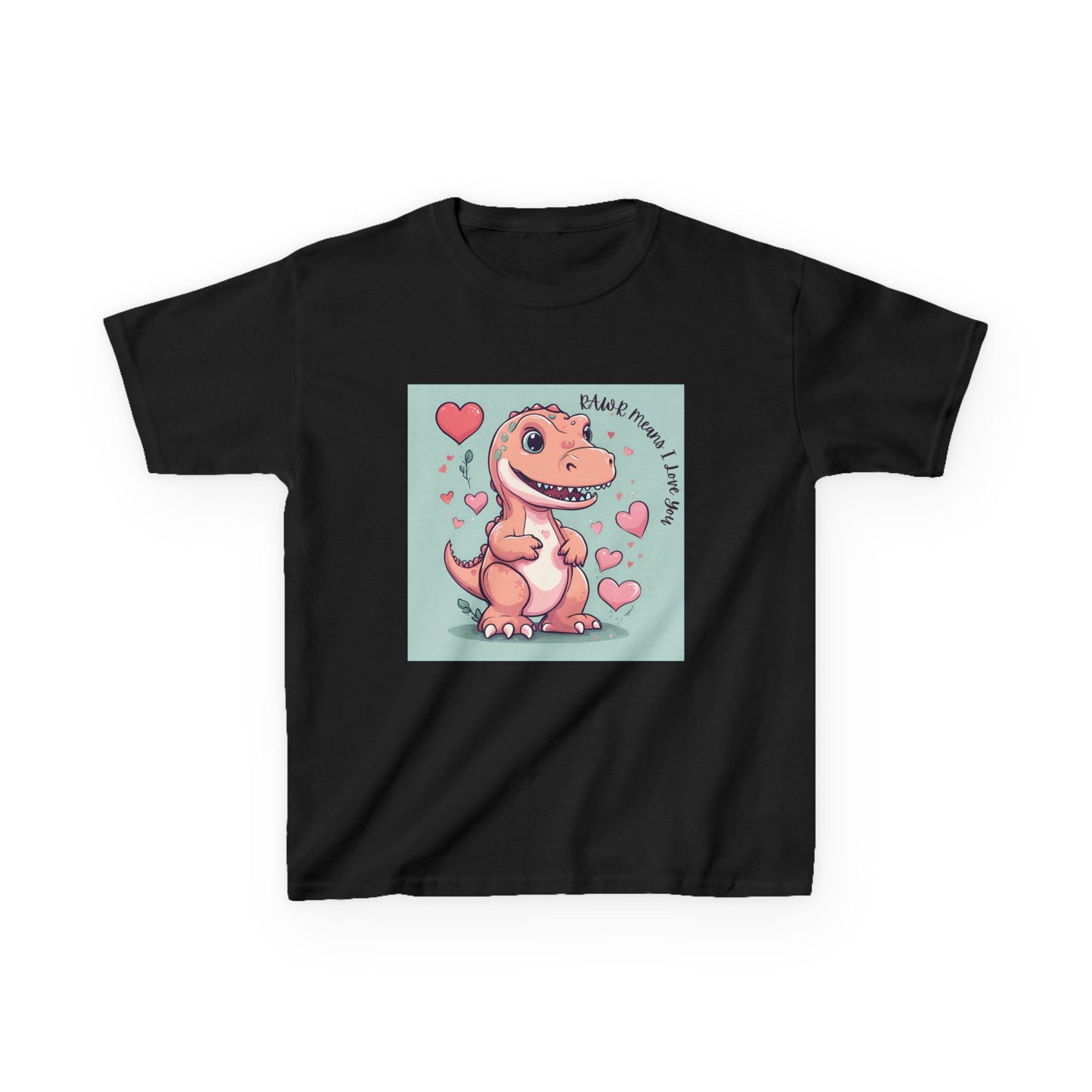 RAWR Means I LOVE YOU - Tan Dino Valentine's Kids Tee