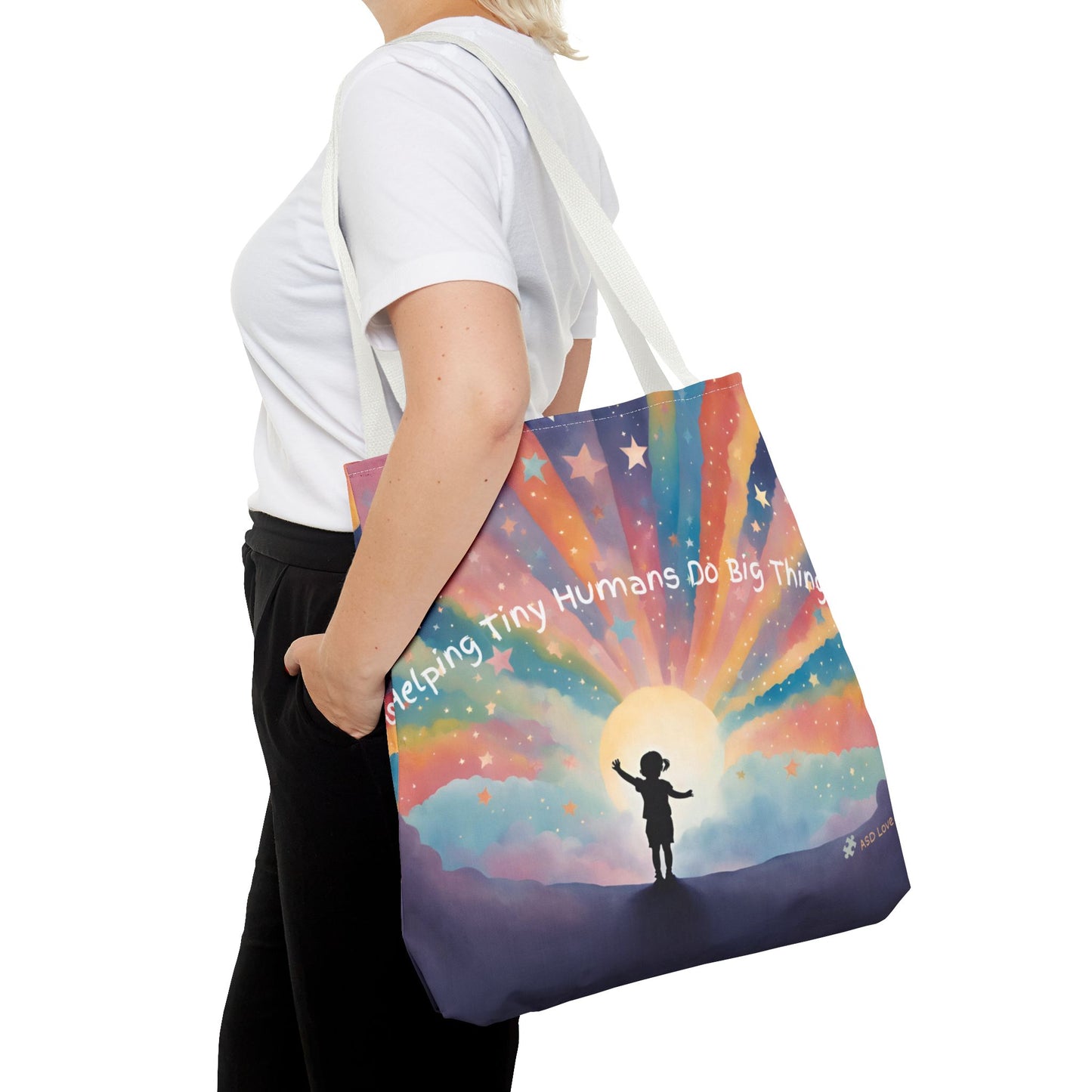 Helping Tiny Humans Do Big Things Tote - Inspiring Kids to Reach for the Stars