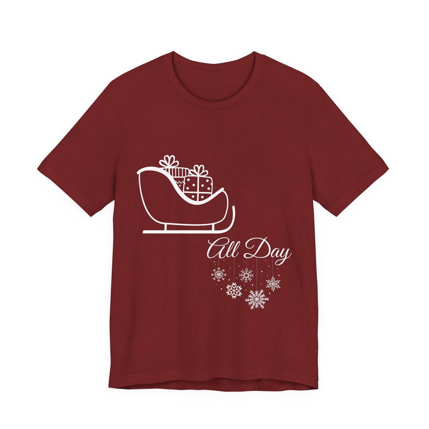 Sleigh All Day Holiday Shirt (WF) – Unisex Jersey Short Sleeve Tee | Holiday Gift | Funny Sleigh T-Shirt | Winter Snowflake Tee | Matching Family Outfit