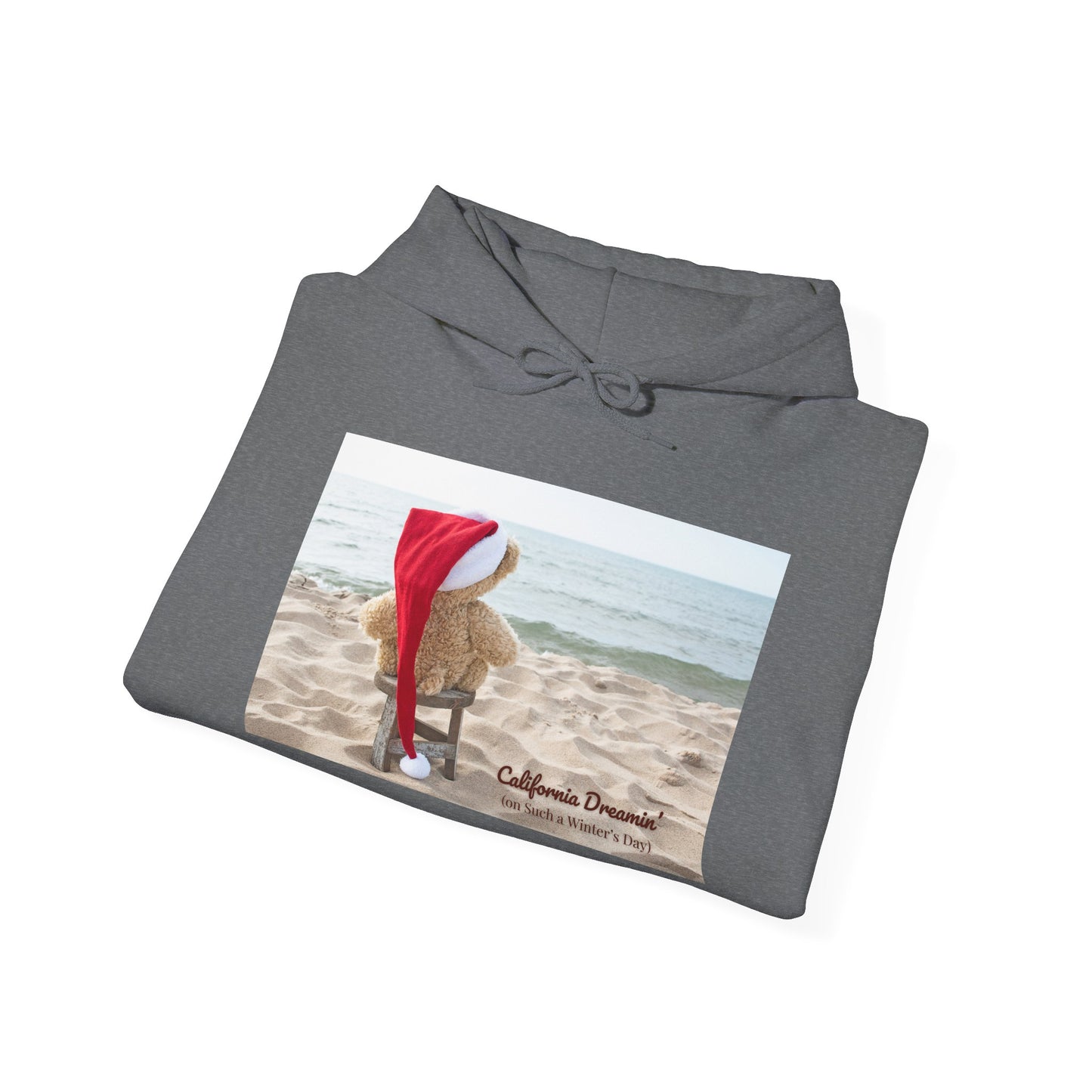 California Christmas Hoodie | Santa Bear on the Beach | Cozy Winter Hoodie | Funny Holiday Sweatshirt | West Coast Xmas Gift