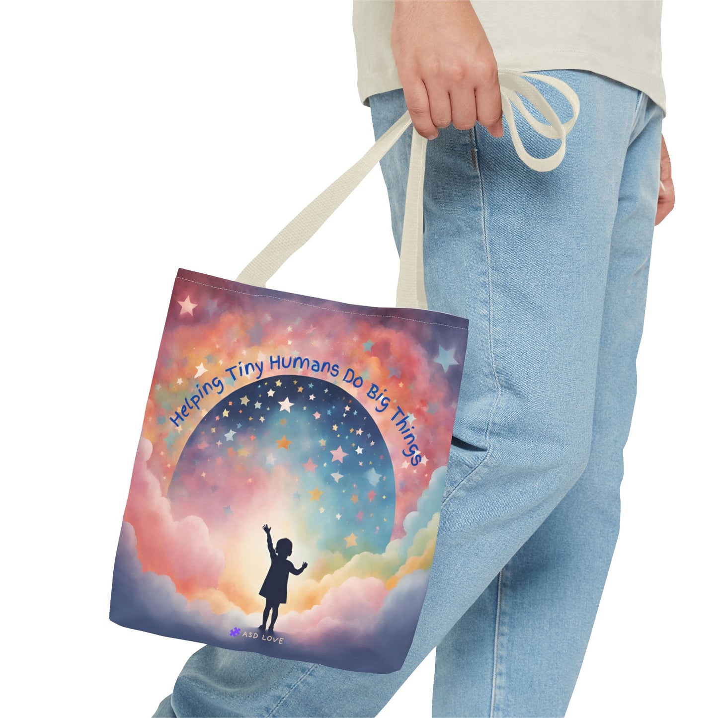 Helping Tiny Humans Do Big Things Tote - Inspiring Kids to Reach for the Stars