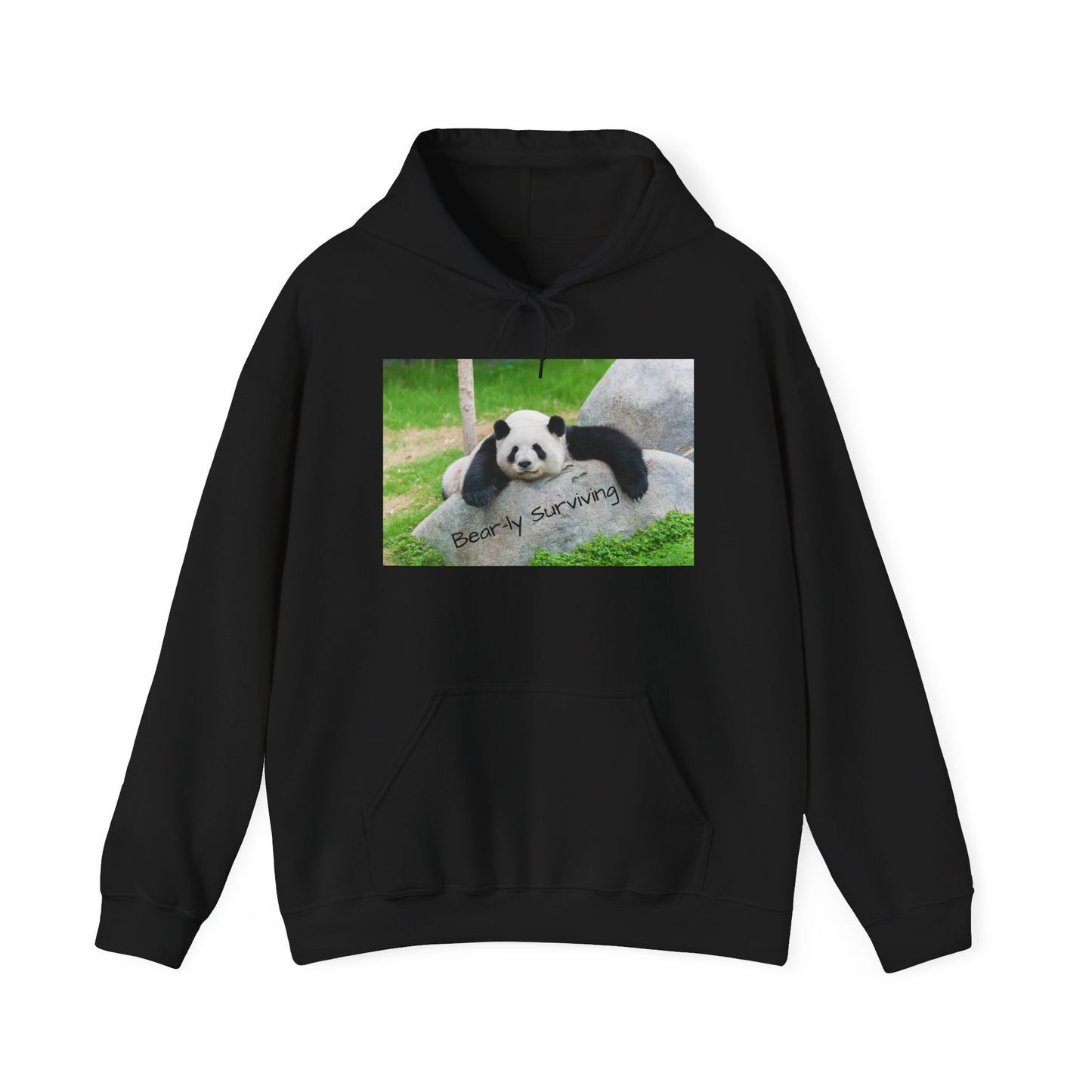 Funny Panda Hoodie | Bear-ly Surviving Sweatshirt | Lazy Mood Cozy Hoodie | Mental Health Humor Gift | Unisex Loungewear | Panda Lover