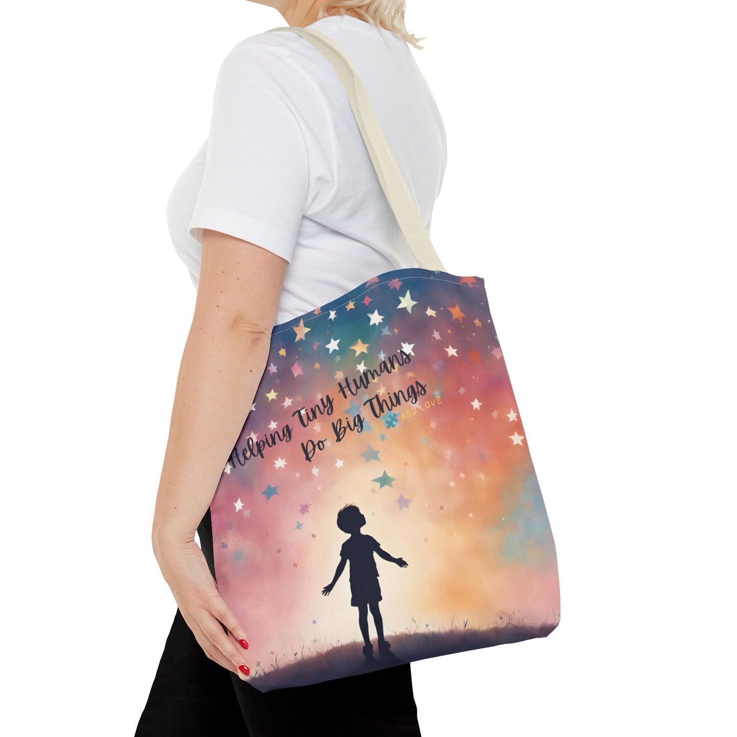 Helping Tiny Humans Do Big Things Tote - Inspiring Kids to Reach for the Stars