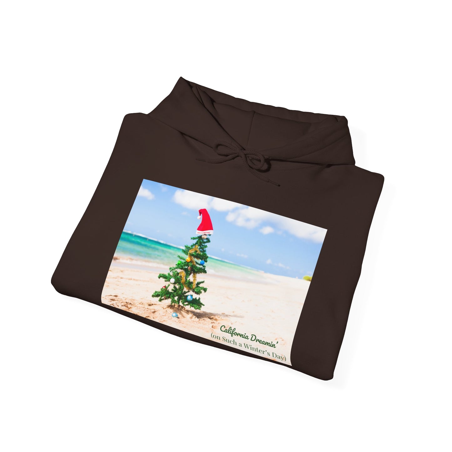 California Dreamin (on Such a Winter's Day) Hoodie - Featuring Santa Tree on the Beach