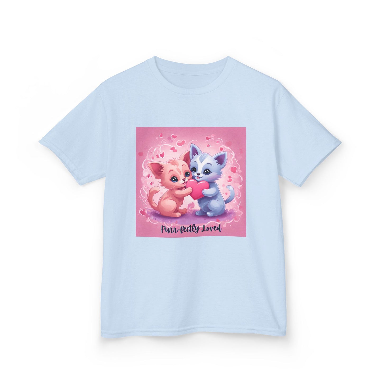 Purr-fectly Loved - Pink & Blue Kittens Valentine's Kids Tee