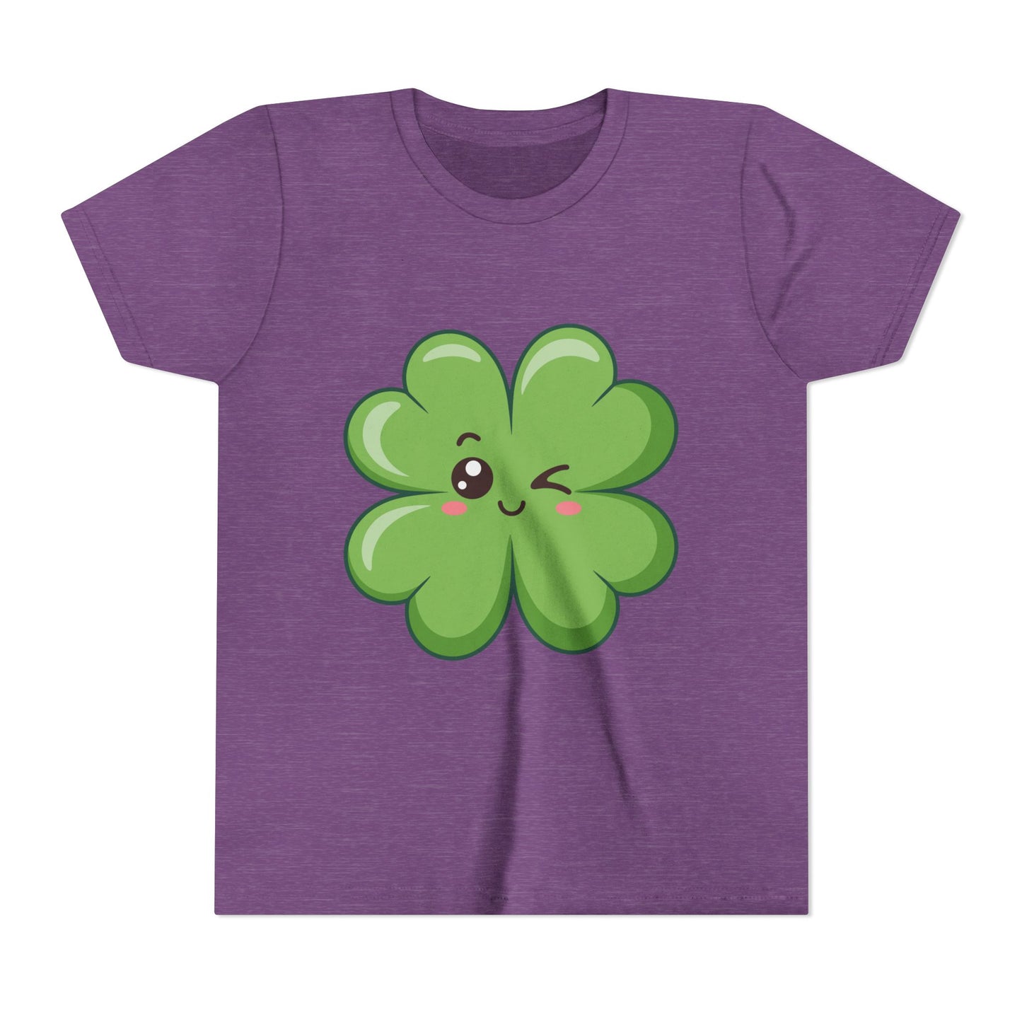 Kawaii Lucky Four-Leaf Clover Youth Tee | Cute St. Patrick's Day Shirt