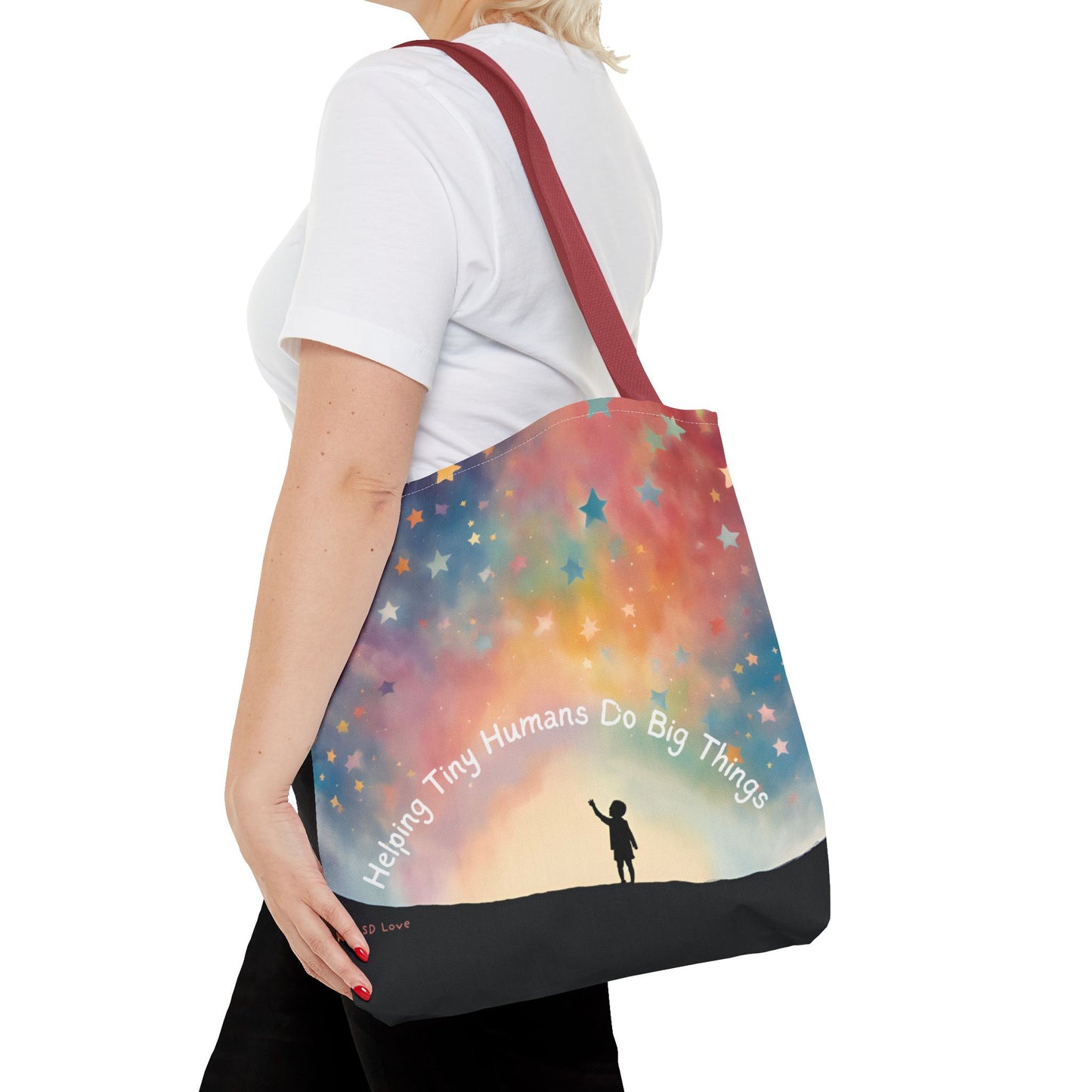Helping Tiny Humans Do Big Things Tote - Inspiring Kids to Reach for the Stars