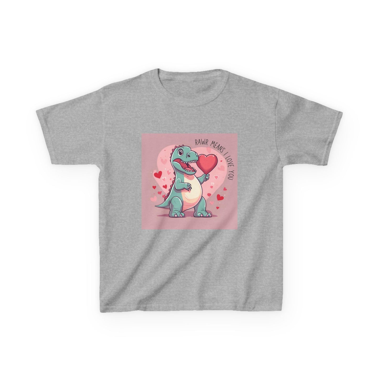RAWR Means I LOVE YOU - Blue Dino Valentine's Kids Tee