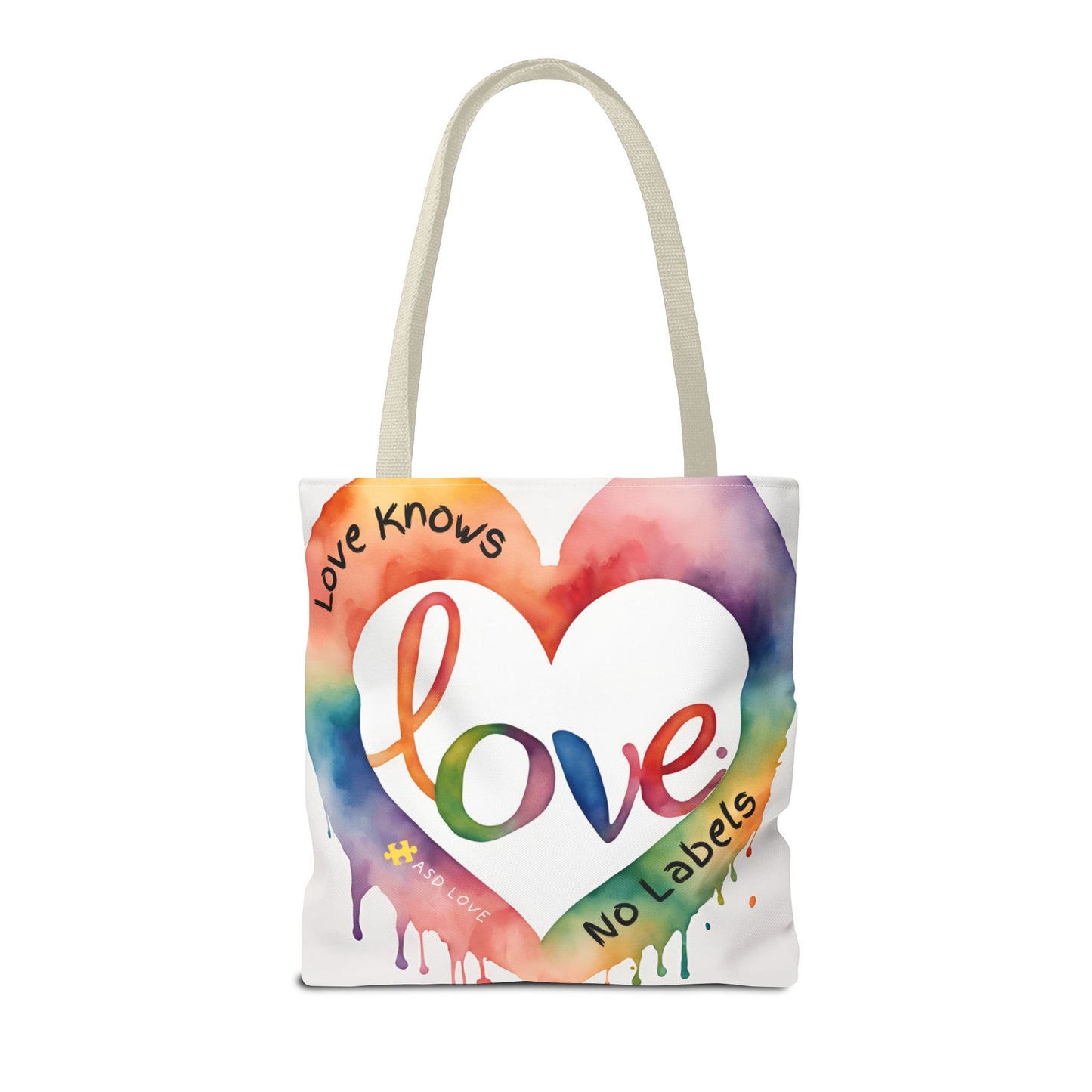 Love Knows No Labels Watercolor Drip Tote Bag - Embrace Acceptance & Harmony