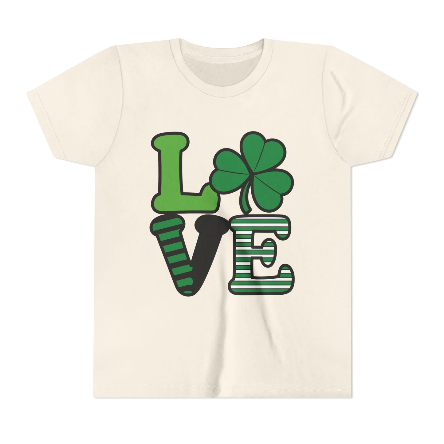 LOVE Shamrock Youth Tee | St. Patrick's Day Clover Graphic