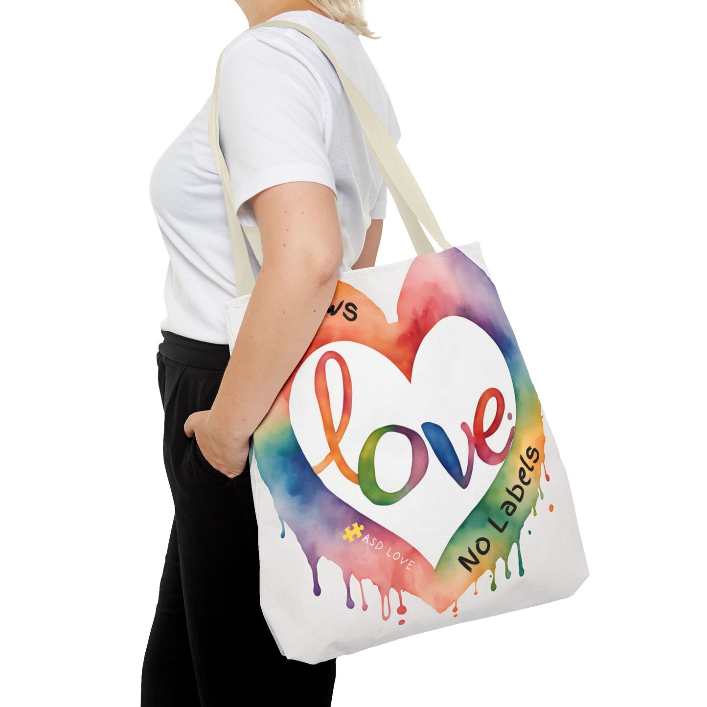 Love Knows No Labels Watercolor Drip Tote Bag - Embrace Acceptance & Harmony